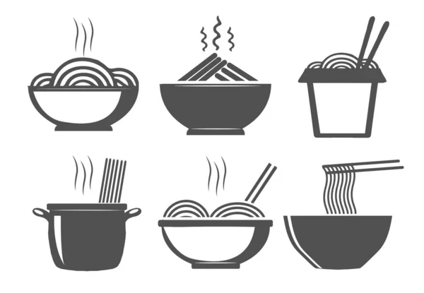 Vektor Illustration Der Traditionellen Orientalischen Essen Ikonen Gesetzt Ramen Schalen — Stockvektor