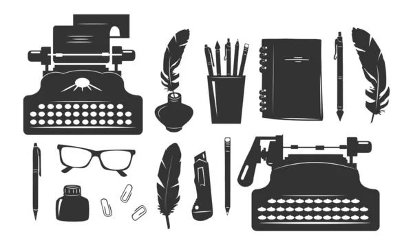 Schrijver Levert Briefpapier Iconen — Stockvector