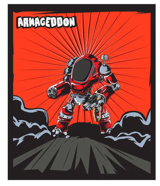 Warrior Robot Strip Cartoon Poster — Stockvector