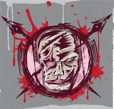 Grunge canavar logo kafa