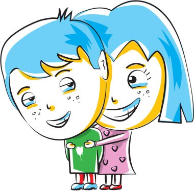 Sevimli küçük kız ve erkek uğraşırken