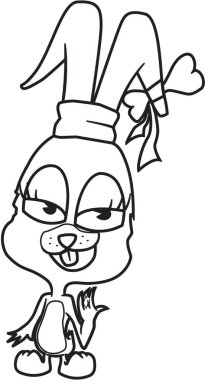 Bir yüzük anahat gösterilen sevimli tavşan kız