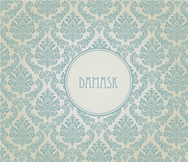 Damasko arka plan yeşil beyaz metin