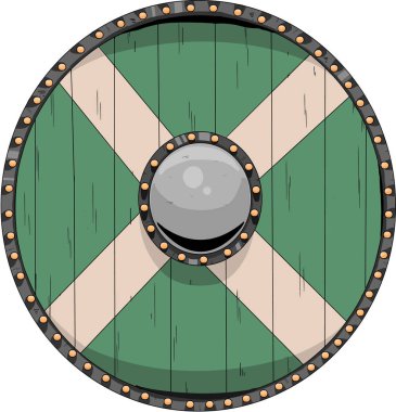 Ortaçağ kalkan çizgi film illüstrasyon