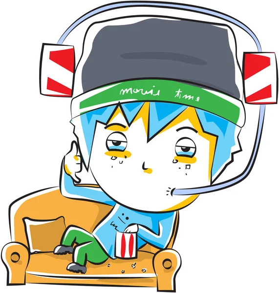 Cute little boy watching a movie — Stock Vector