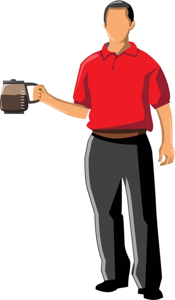 Illustrazione dell'icona piatta vettoriale di un uomo che tiene una tazza di caffè — Vettoriale Stock