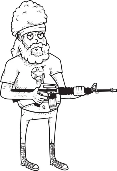 Komik adam silah logo — Stok Vektör