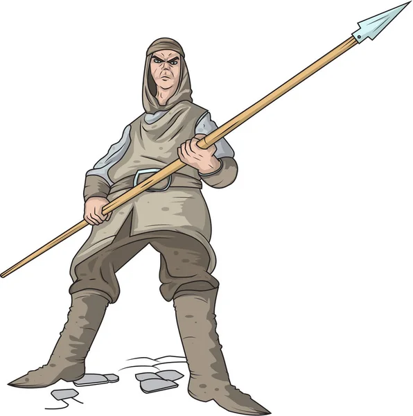 Homme de la Lance médiévale — Image vectorielle