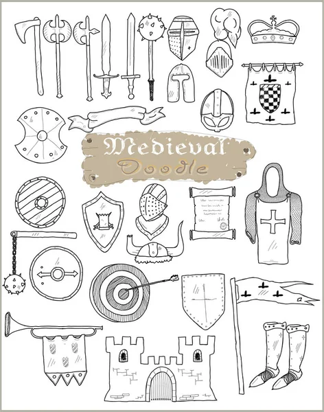 Illustrazione doodle medievale — Vettoriale Stock
