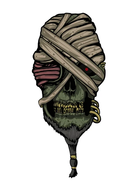Mummie hoofd schedel — Stockvector