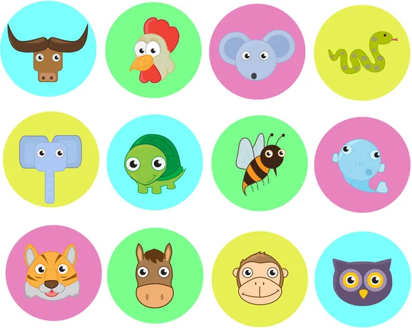 Şirin basit hayvan Icons set