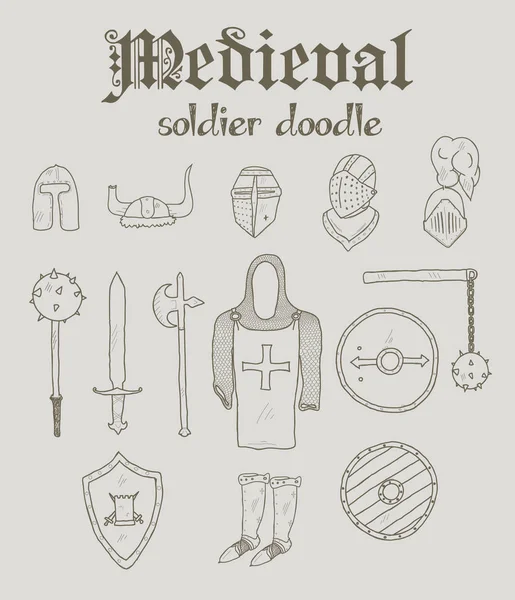 Dodle soldato medievale — Vettoriale Stock