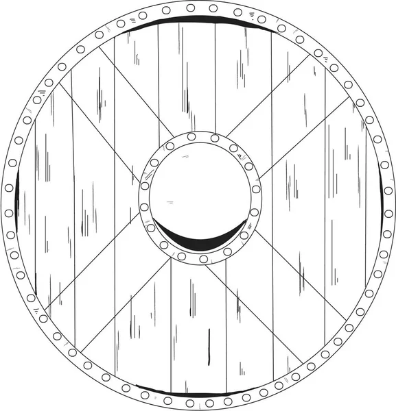 Esquema de ilustración de dibujos animados escudo medieval — Archivo Imágenes Vectoriales