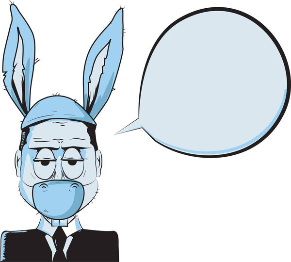 Funny man in donkey costume with bubble chat