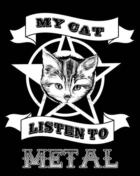 고양이 활판 인쇄, Tshirt 디자인 벡터 그래픽
