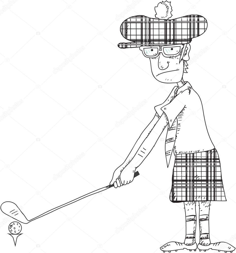 Man playing golf illustration