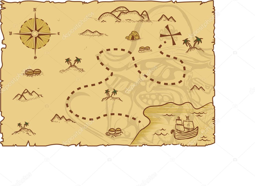  Illustration of a pirate map concept