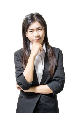 Asya genç iş kadınları gülümseyen portresi. 