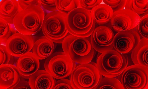 Textura de fondo de rosas rojas hechas de papel . — Foto de Stock