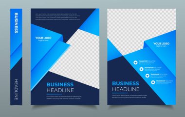 Kurumsal el ilanı tasarım şablonu, poster broşürleri sunumu yıllık broşür kapağı, mavi renk vektör illüstrasyonlu a4 baskı düzeni