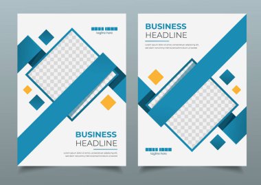 Broşür tasarım şablonu, poster raporu broşürleri sunum broşürü yıllık kitap kapağı broşürü, mavi renk vektör resimli a4 baskı düzeni