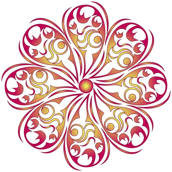 Mor çiçek yuvarlak, sarı desenli.