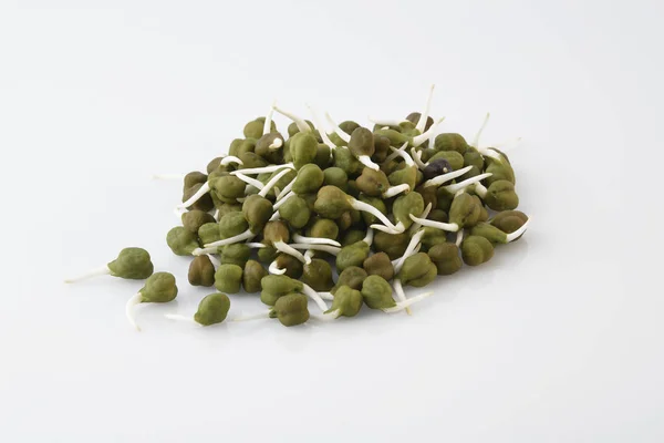 Close Sprouted Green Chickpea Heap White Background Shot Studio — Stock Photo, Image