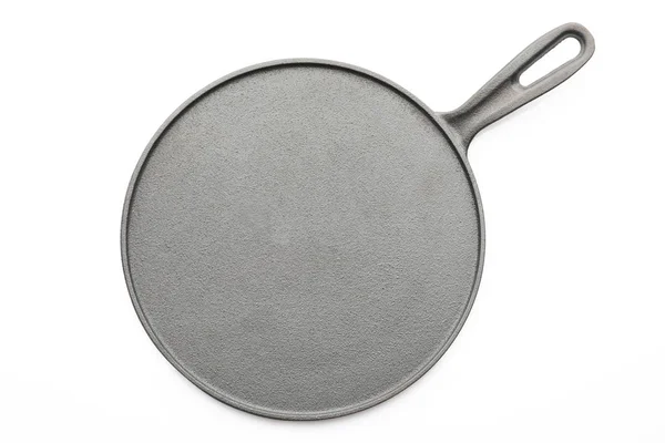 Beyaz Arkaplan Kabzasına Baharatlı Demir Pan Görünümü — Stok fotoğraf