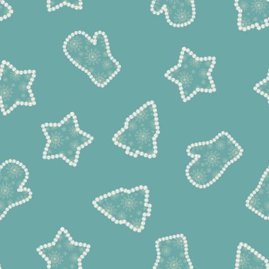 Sorunsuz Ajur mavi desen Noel ağaçları, yıldız ve eldivenler