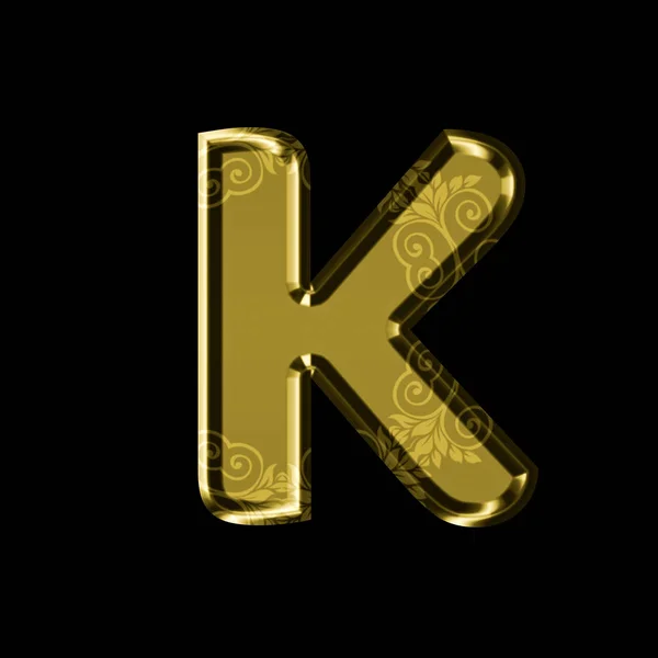 黄金花飾りと K の文字。黒の分離. — ストック写真