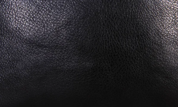 Černá kožená. Textura nebo pozadí. — Stock fotografie