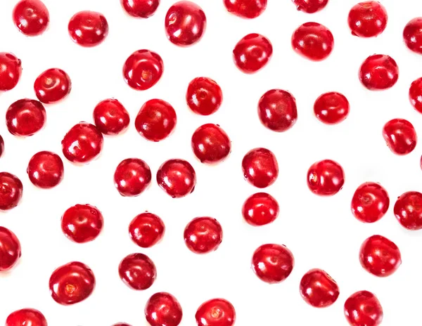 Background from red fresh cherry.Fruit summer vitamins.Top view Royalty Free Stock Photos