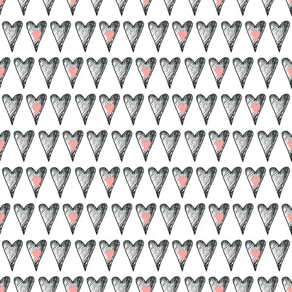 Dibujado a mano pintado pequeños corazones sin costura pattern.isolated en white.ink illustration.ornament para el día de San Valentín —  Fotos de Stock