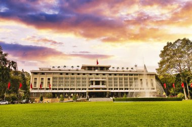 Ho Chi Minh City, Vietnam 'daki Bağımsızlık Sarayı. Bağımsızlık Sarayı, Birleşme Sarayı olarak bilinir ve 1962-1966 yılları arasında inşa edilmiştir..