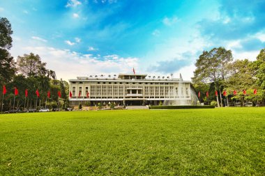 Ho Chi Minh City, Vietnam 'daki Bağımsızlık Sarayı. Bağımsızlık Sarayı, Birleşme Sarayı olarak bilinir ve 1962-1966 yılları arasında inşa edilmiştir..