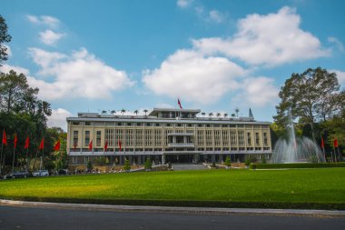 Ho Chi Minh City, Vietnam 'daki Bağımsızlık Sarayı. Bağımsızlık Sarayı, Birleşme Sarayı olarak bilinir ve 1962-1966 yılları arasında inşa edilmiştir..