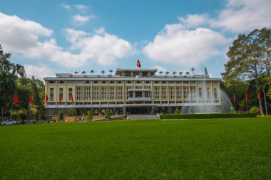 Ho Chi Minh City, Vietnam 'daki Bağımsızlık Sarayı. Bağımsızlık Sarayı, Birleşme Sarayı olarak bilinir ve 1962-1966 yılları arasında inşa edilmiştir..