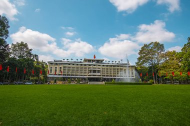 Ho Chi Minh City, Vietnam 'daki Bağımsızlık Sarayı. Bağımsızlık Sarayı, Birleşme Sarayı olarak bilinir ve 1962-1966 yılları arasında inşa edilmiştir..