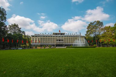 Ho Chi Minh City, Vietnam 'daki Bağımsızlık Sarayı. Bağımsızlık Sarayı, Birleşme Sarayı olarak bilinir ve 1962-1966 yılları arasında inşa edilmiştir..