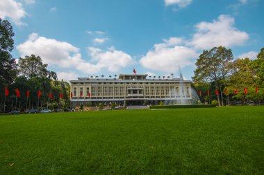 Ho Chi Minh City, Vietnam 'daki Bağımsızlık Sarayı. Bağımsızlık Sarayı, Birleşme Sarayı olarak bilinir ve 1962-1966 yılları arasında inşa edilmiştir..