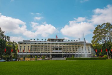 Ho Chi Minh City, Vietnam 'daki Bağımsızlık Sarayı. Bağımsızlık Sarayı, Birleşme Sarayı olarak bilinir ve 1962-1966 yılları arasında inşa edilmiştir..