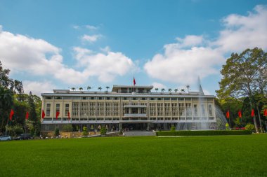 Ho Chi Minh City, Vietnam 'daki Bağımsızlık Sarayı. Bağımsızlık Sarayı, Birleşme Sarayı olarak bilinir ve 1962-1966 yılları arasında inşa edilmiştir..