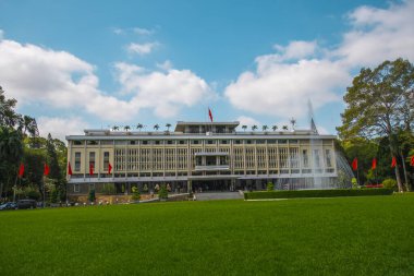 Ho Chi Minh City, Vietnam 'daki Bağımsızlık Sarayı. Bağımsızlık Sarayı, Birleşme Sarayı olarak bilinir ve 1962-1966 yılları arasında inşa edilmiştir..