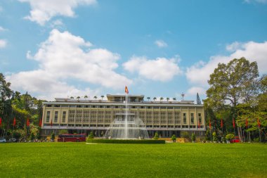 Ho Chi Minh City, Vietnam 'daki Bağımsızlık Sarayı. Bağımsızlık Sarayı, Birleşme Sarayı olarak bilinir ve 1962-1966 yılları arasında inşa edilmiştir..