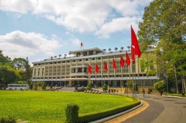 Ho Chi Minh City, Vietnam 'daki Bağımsızlık Sarayı. Bağımsızlık Sarayı, Birleşme Sarayı olarak bilinir ve 1962-1966 yılları arasında inşa edilmiştir..