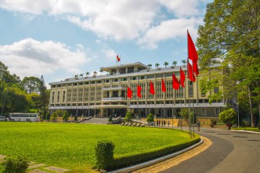 Ho Chi Minh City, Vietnam 'daki Bağımsızlık Sarayı. Bağımsızlık Sarayı, Birleşme Sarayı olarak bilinir ve 1962-1966 yılları arasında inşa edilmiştir..