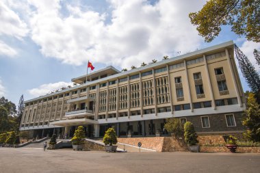 Ho Chi Minh City, Vietnam 'daki Bağımsızlık Sarayı. Bağımsızlık Sarayı, Birleşme Sarayı olarak bilinir ve 1962-1966 yılları arasında inşa edilmiştir..