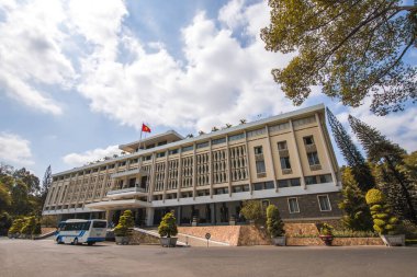 Ho Chi Minh City, Vietnam 'daki Bağımsızlık Sarayı. Bağımsızlık Sarayı, Birleşme Sarayı olarak bilinir ve 1962-1966 yılları arasında inşa edilmiştir..