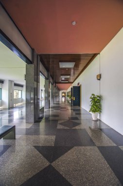 Ho Chi Minh şehri, Vietnam - 16 Şubat 2020: Saigon 'un merkezindeki tarihi bir yapı olan Bağımsızlık Sarayı' nın (Dinh Thong Nhat) iç görünümü.