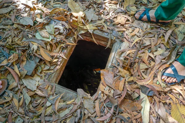 Єтнам Грудня 2019 Бубнова Пастка Зроблена Єтконгом Районі Тунелів Історичне — стокове фото